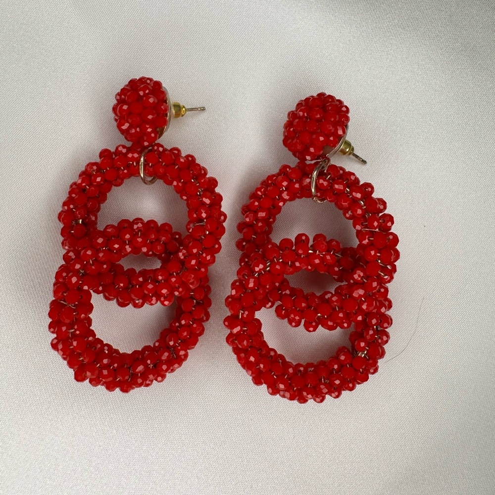 Elegant Red Beaded Earrings